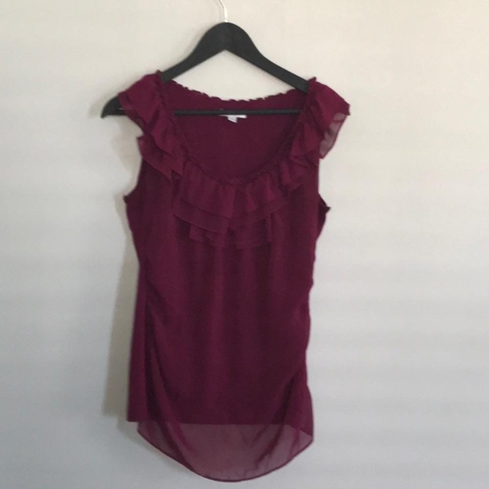 New York & Company Magenta blouse with ruffle sz M